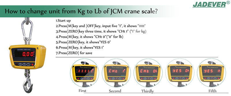 come cambiare l'unità tra kg e lb di bilancia per gru JCM
