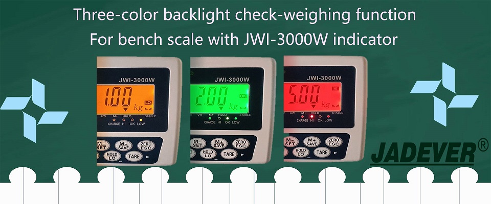 Funzione di pesatura di controllo con retroilluminazione a tre colori per bilancia da banco con indicatore JWI-3000W
