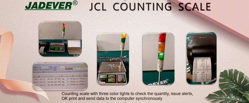 Bilance contapezzi con tre luci colorate per controllare la quantità, emettere avvisi, stampare OK e inviare dati al computer in modo sincrono
