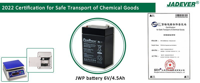 Certificazione 2022 per il Trasporto Sicuro di Merci Chimiche della batteria JWP 6V/4.5Ah
